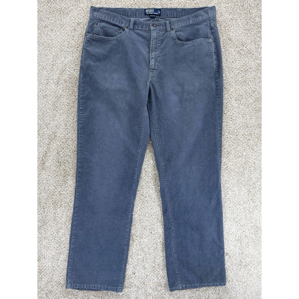 Polo Ralph Lauren Blue  Corduroy 5-Pocket Dungarees Mens 38x32 Dusty Blue Cotton